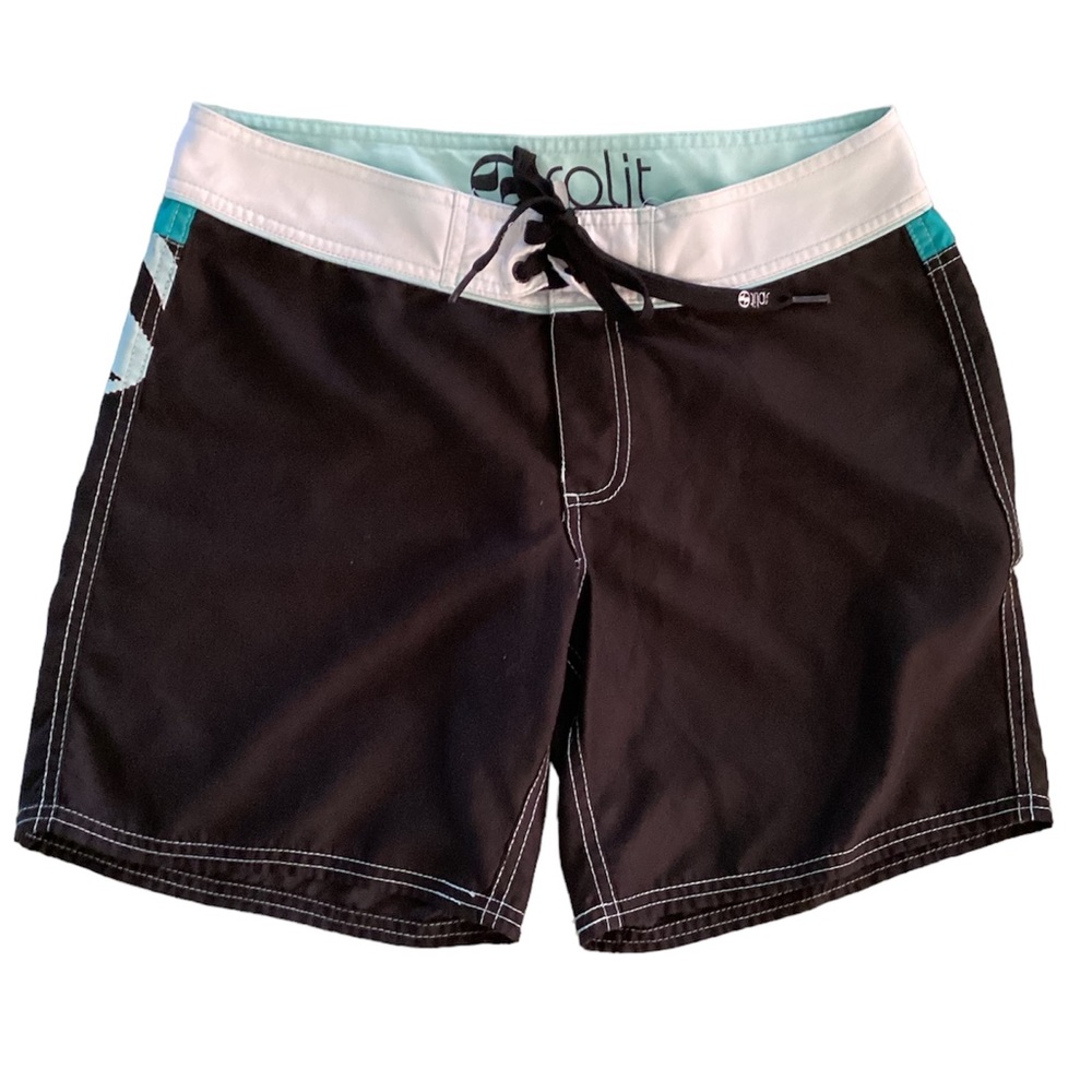 Split board shorts swim boardshorts women’s size 9 black blue mid length